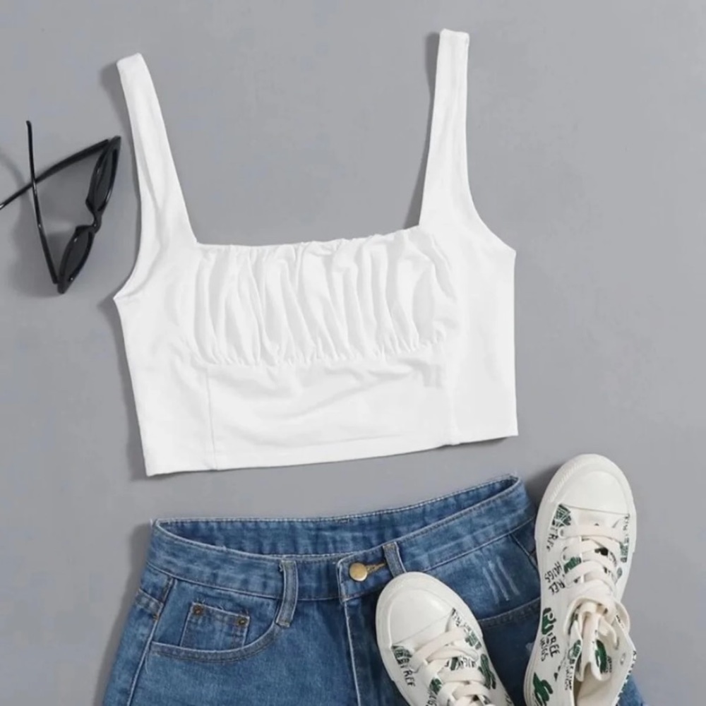 SHEIN Ruched Bust Crop Top